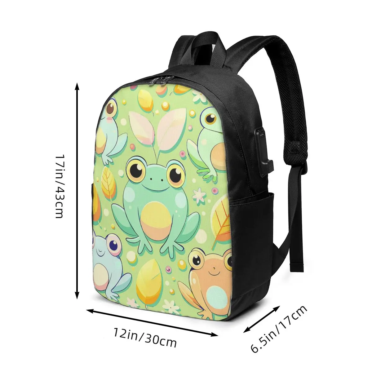 Cute Cartoon Animal Frog Leaf Pattern Backpack Travel Notebook Bag Computer College Student School Bag Laptop Shoulder Bags