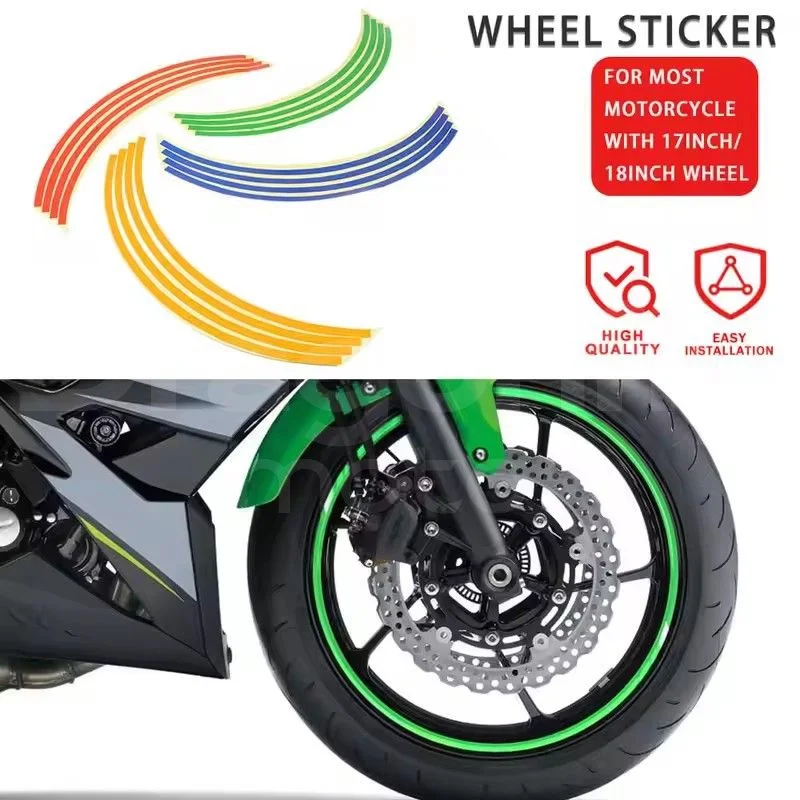 16 Strips Bike Motorcycle Wheel Sticker Tape 17 18inch for YAMAHA XJR400 XJR1200 XJR1300 XJ600 XJ6 MT07 MT09 Honda MSX125 GW250