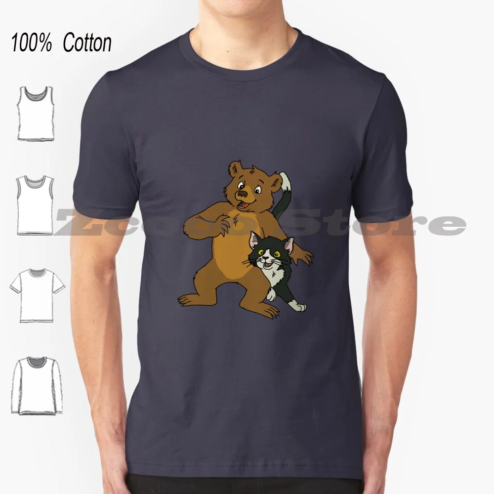 Little Bear And Cat Art T Shirt 100% Cotton Comfortable High-Quality Sendak Nostalgia Kid Show Tv Song 1990S 90S 2000S Gen Z