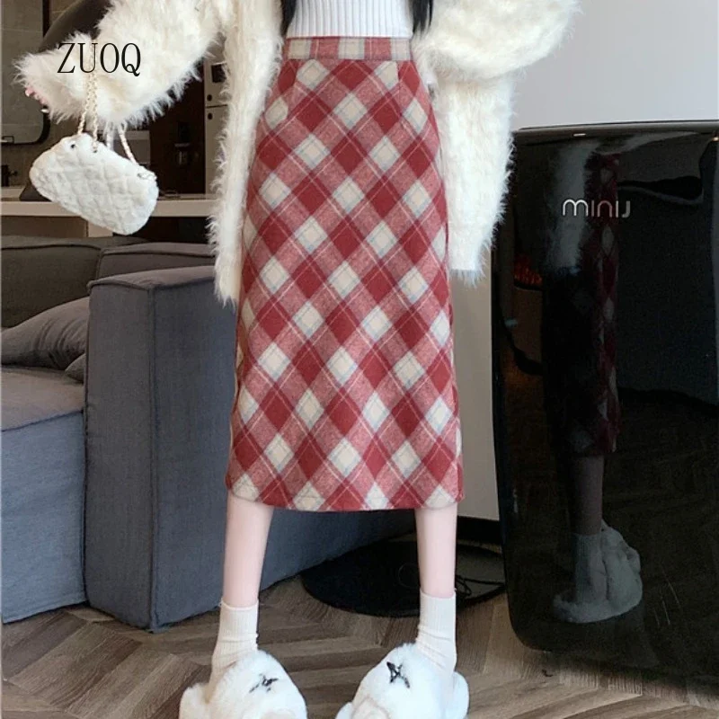 2026 Plaid Skirts Woman Korean Style High Waist A-line Short and Long Office Lady Spring/Autumn Basics Daily Skirt Women