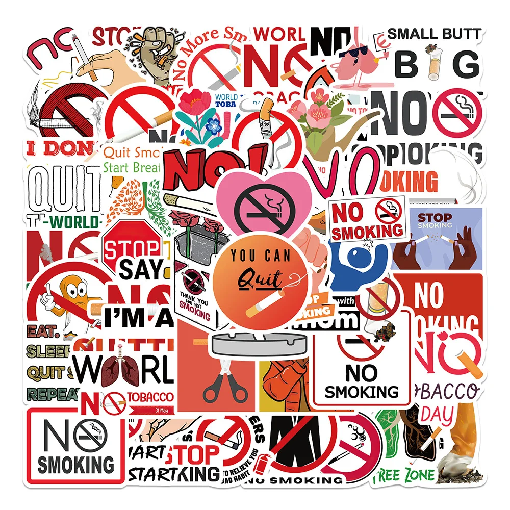 10/30/50PCS World No Tobacco Day No Smoking Sticker DIY Phone Laptop Luggage Skateboard Graffiti Decals Fun for Kid Toys