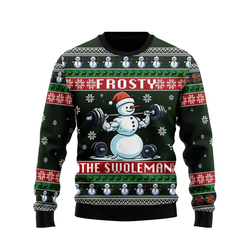 

Cute Snowman Sweater Sweatshirt Holiday Crew Neck Xmas Sweater Hilarious Snow Man Graphic Sweatshirts Funny Gifts Boy Pullovers