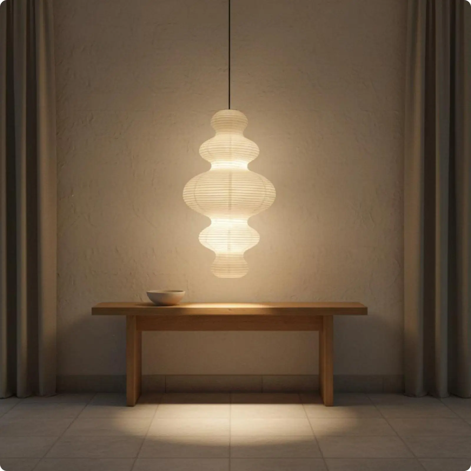 Japanese Aesthetic Pendant Lamp Soft Glow Japanese Paper Pendant Light Minimalist Shaped Paper Hanging Lamp for Hotel Owners,