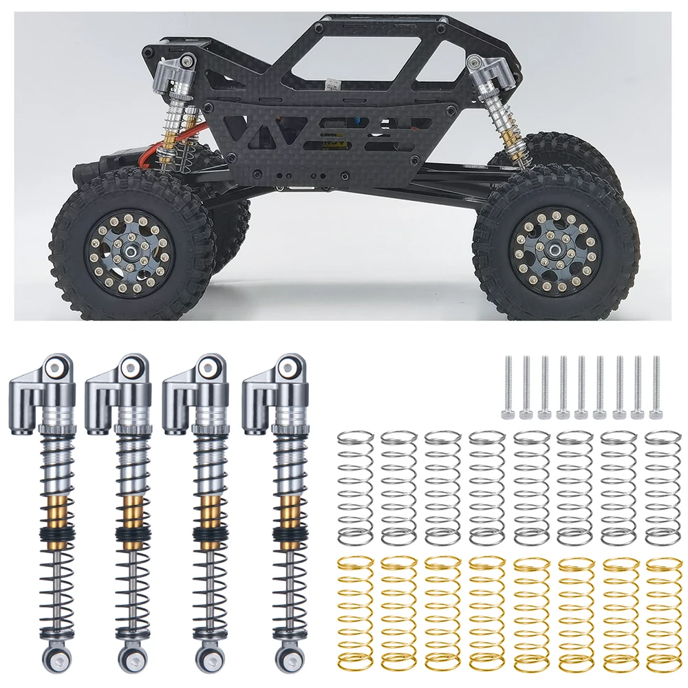 YEAHRUN-Amortisseur fileté en aluminium pour voiture RC, mise à niveau pour 1/24 RC, SCX24 JLU Gladiator Micro Inoler, 53mm, 4 pièces