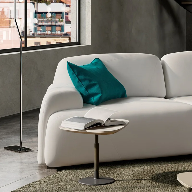 

Light luxury leather sofa living room modern simple special-shaped corner curved sofa small apartment designer left and right