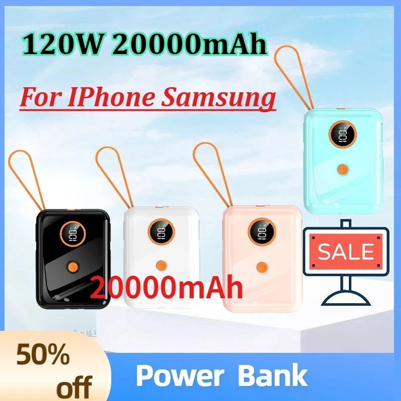 

Портативный внешний аккумулятор Power Bank PD 22.5W 20000mAh с большой емкостью и быстрой зарядкой, подходит для iPhone и Samsung