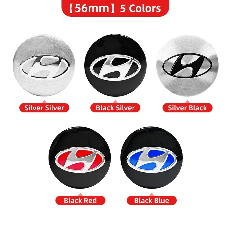 4pcs 56mm 60mm 65mm Car Wheel Center Sticker Hub Cap Decal Emblem For Hyundai Genesis I20 I30 I40 IX20 IX35 Kona Getz Veloster