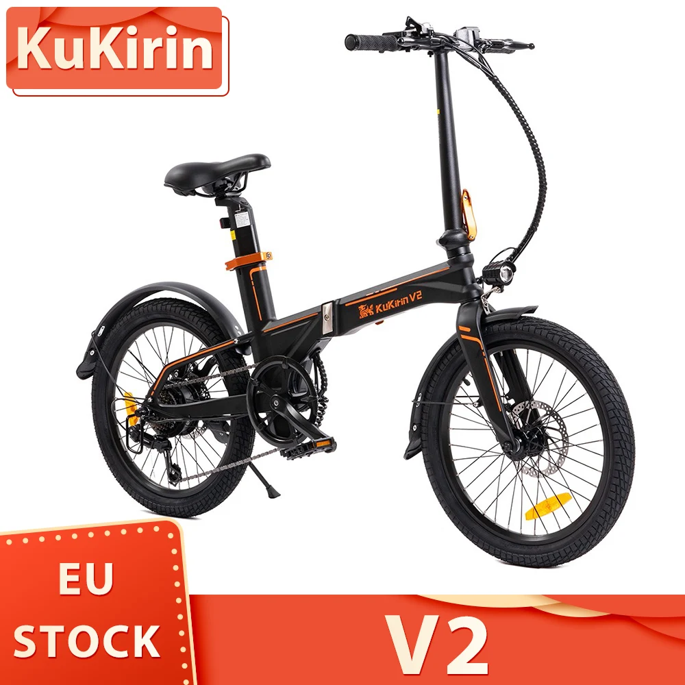 KuKirin V2 City Electric Bike Foldable 20 inch Pneumatic Tire 36V 7.5Ah Removable Battery 250W Motor 25km/h Max Speed 120kg Load