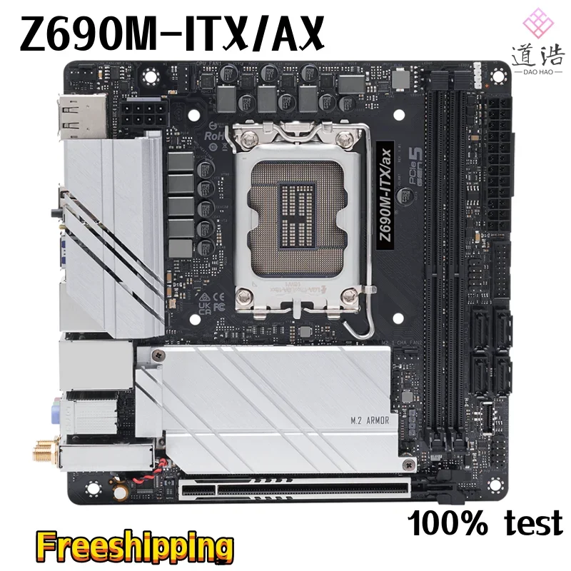 For Asrock Z690M-ITX/AX Motherboard 64GB PCI-E5.0 M.2 HDMI LGA 1700 DDR4 Mini-ITX Z690 Mainboard 100% Tested Fully Work