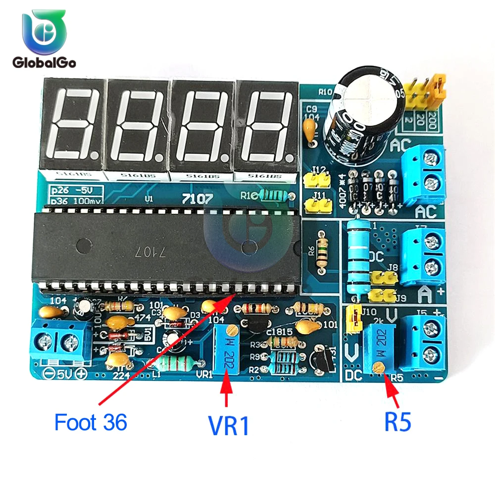 7107 DC5V Cyfrowy zestaw woltmierza AC/DC DIY Zestaw zestawu elektronicznego Moduł 35mA Czerwony Wyświetlacz lutowania Zestaw Szkoleniowy