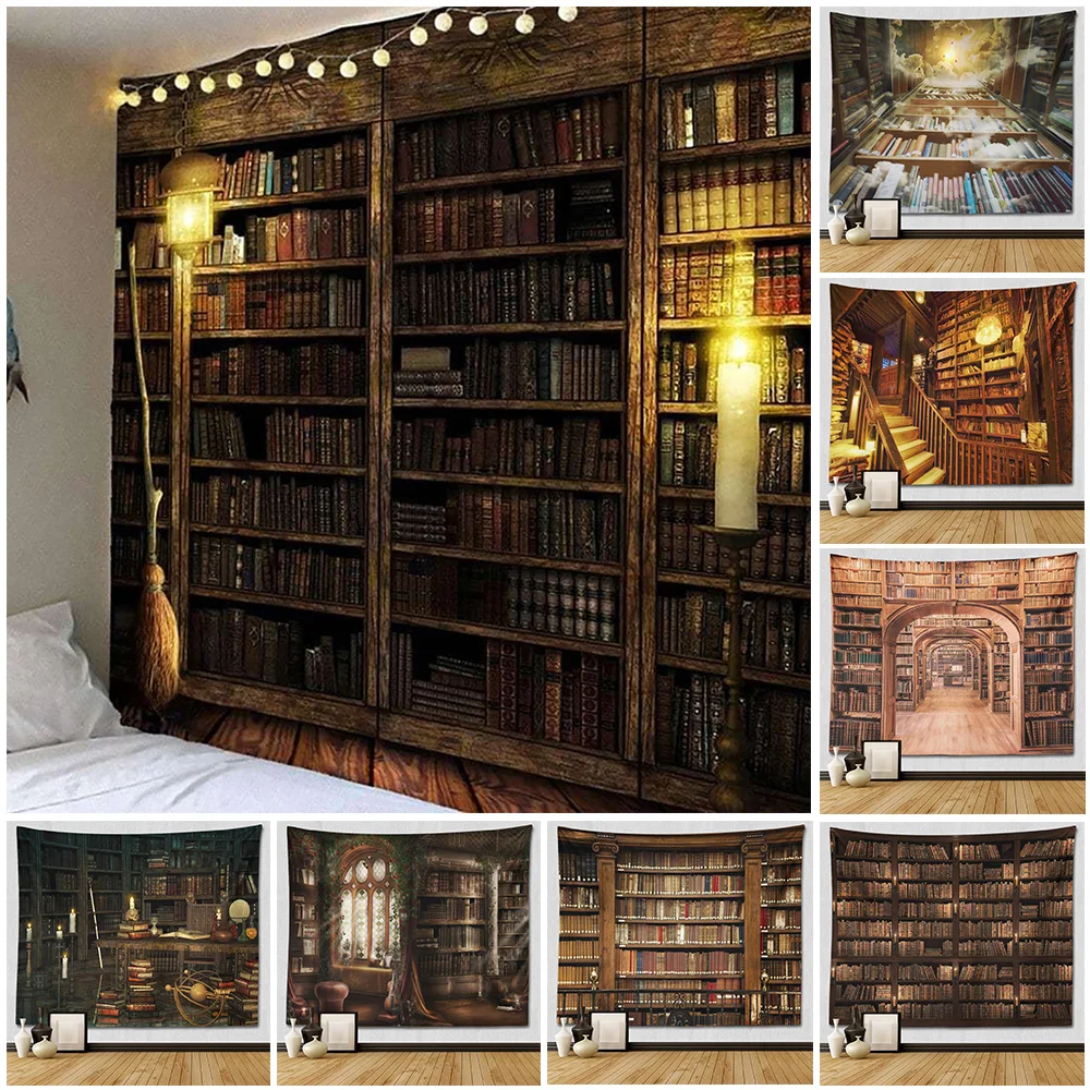 

Witchcraft Tapestry Wall Hanging Aesthetic Room Decor Magic Retro Bookshelf Tapestries Cloth Wall Decoration Hippie Boho Bedroom