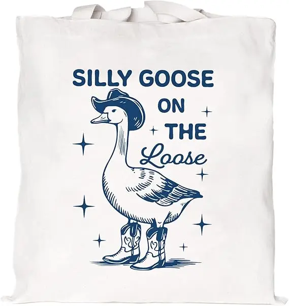 

Handbags Funny Honk Untitled Goose Game Women Harajuku Goose Shopping Bags Cartoon Canvas Shoulder Bags Student Cute Tote Bags