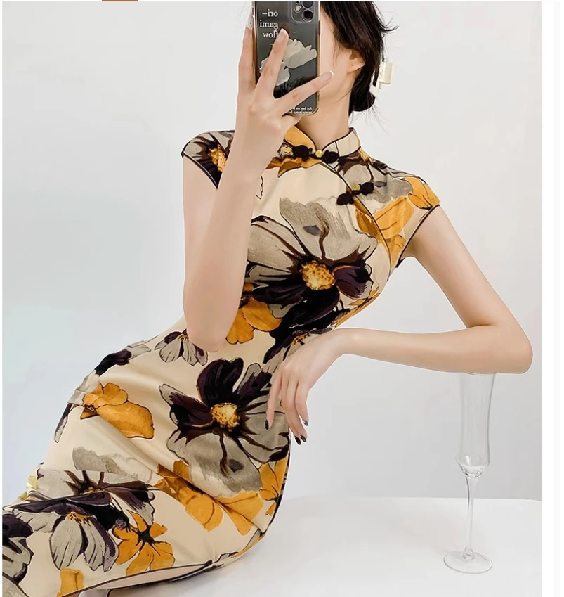 

Qipao 2025 Новый высококачественный и элегантный класс для молодежи и красивый летний повседневный улучшенный Qipao Old Shanghai Republic