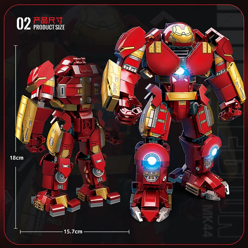 Bloques de construcción clásicos de Marvel para niños, figuras de acción de superhéroes de Los Vengadores, Marvel, Iron Man, Marvel, Marvel, Mark44,