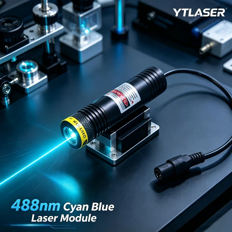 Waterproof IP67 488nm 60mw Cyan Blue Dot/Line/Cross Head Industrial Laser Diode Module 22x100mm Free with Bracket