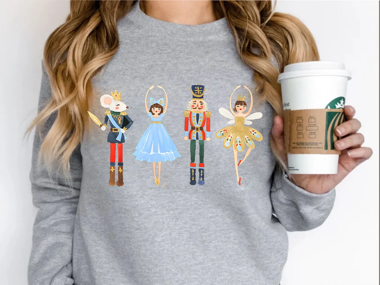 Nutcracker Christmas Sweatshirt Sugar Plum Fairy Pullover Shirt Nutcracker Squad Ballet Cute Winter Clothing Women