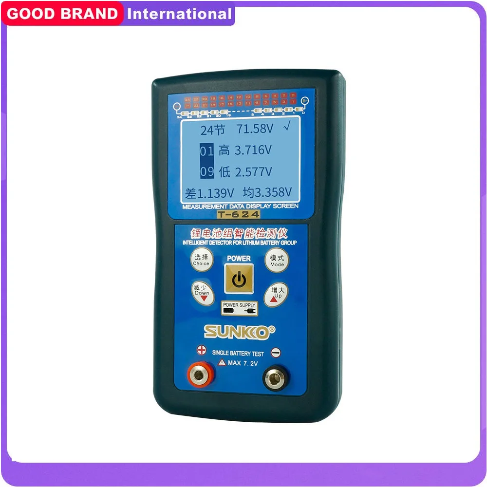 

SUNKKO T-624 Lithium Battery Pack Tester Maintenance Detection Battery Differential Pressure Intelligent Detection Analyzer 1-24