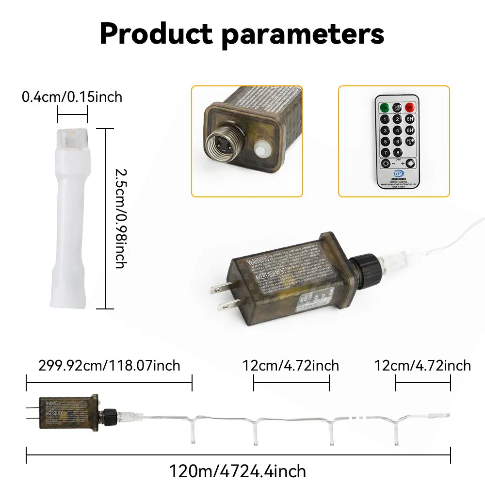 String Light สําหรับคริสต์มาส 120M 1000Light US Plug Warm Light แสงสีขาวเทศกาล Light String ตกแต่ง