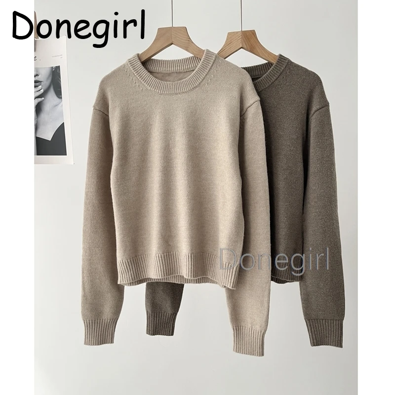 Donegirl Autumn Knitted Sweater Women O-neck Casual Long-Sleeved Pullover Commuting Women's Pullover Jumper