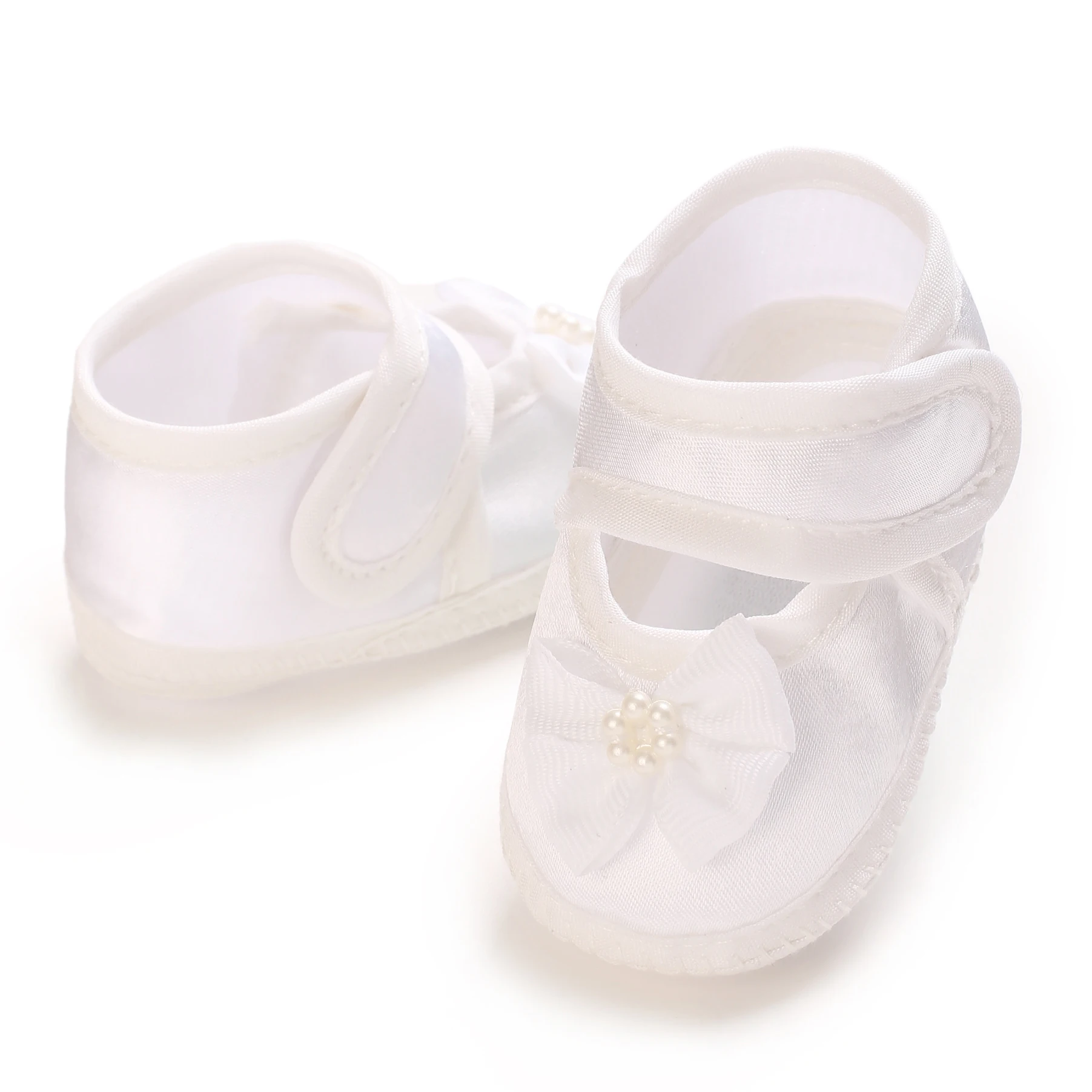 أحذية المعمودية البيضاء للأطفال حديثي الولادة زوج أول من أحذية المعمودية للأولاد والبنات حذاء مشي ناعم سوليد للأطفال