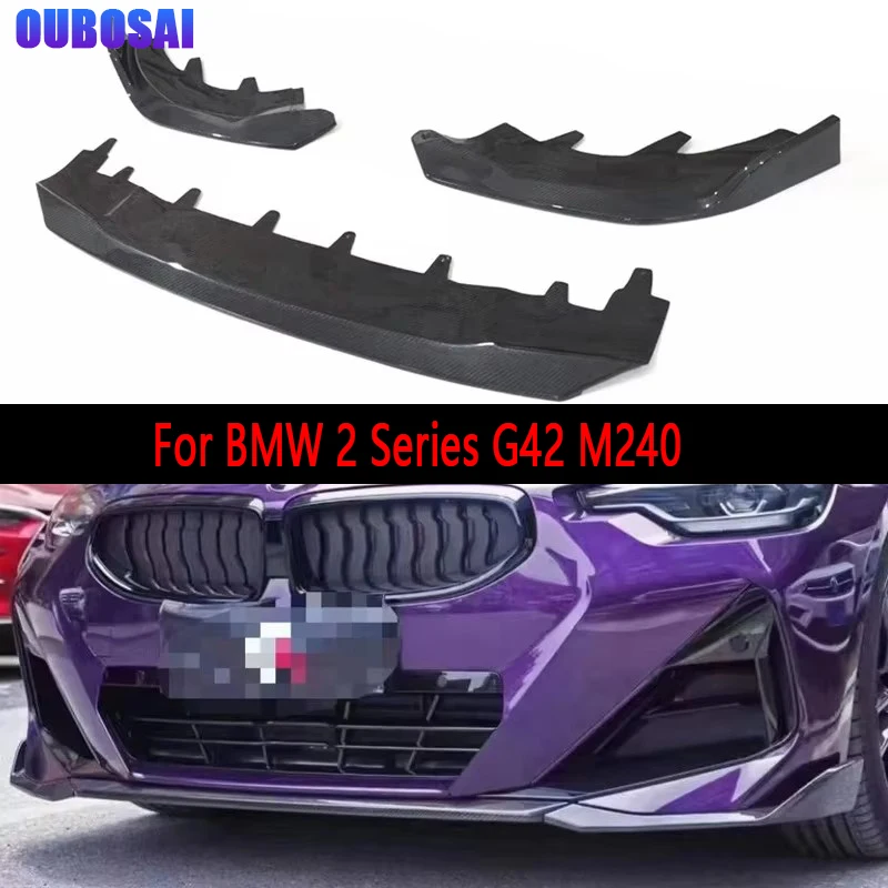 

For BMW 2 Series G42 M240 Carbon Fiber Car Front Bumper Diverter Spoiler Diffuser Front lip chin upgraded body kit