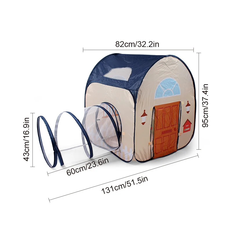 【ترفيه خارجي】خيمة لعب ممتعة مع نفق زحف، خيمة قلعة كبيرة منبثقة، مسرح لعبة محمول، خيمة رائعة للحفلات الخارجية وألعاب الشاطئ، هدايا عطلة ممتازة للأولاد والبنات بدون كرات #6