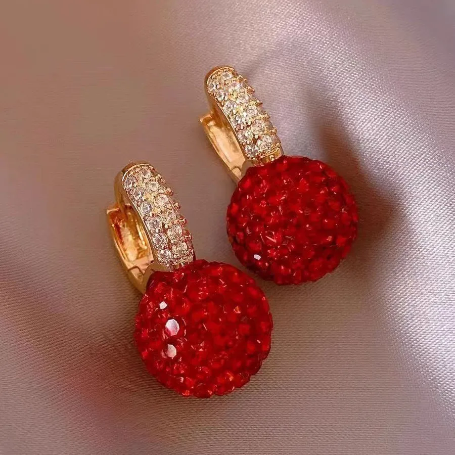 Einzigartig gestaltete, mit Strass besetzte Kugelohrringe für Damen, modische, funkelnde Ohraccessoires, Schmuck, Geschenke für Mädchen, Party, Freizeitkleidung – Detail 2