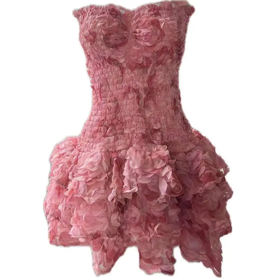 3D Bloem Formele Avond Taart Jurk Vrouwen Zomer Tule Korte Jurken Party Girl Verjaardag Mini Baljurk Corset Mini Vestidos