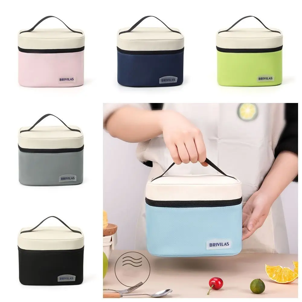 Ox Cloth Insulated Lunch Bag Dopamine Color Large Capacity Tote Square Bag Food Hand Bags Cooler Lunch Box Bag