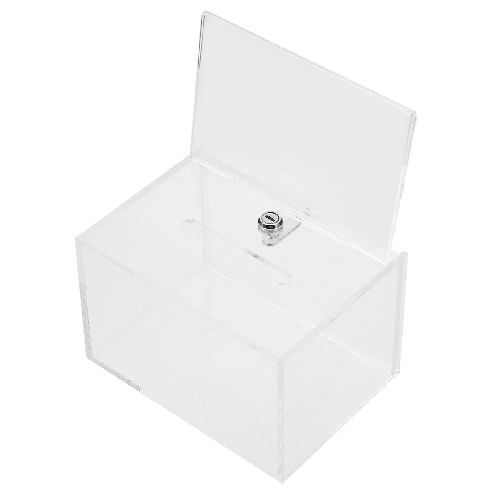 Crystal-Clear Acrylic Suggestion Box Heavy-Duty Donation Box for Voting Fundraising Complaints Letters Envelopes Secure