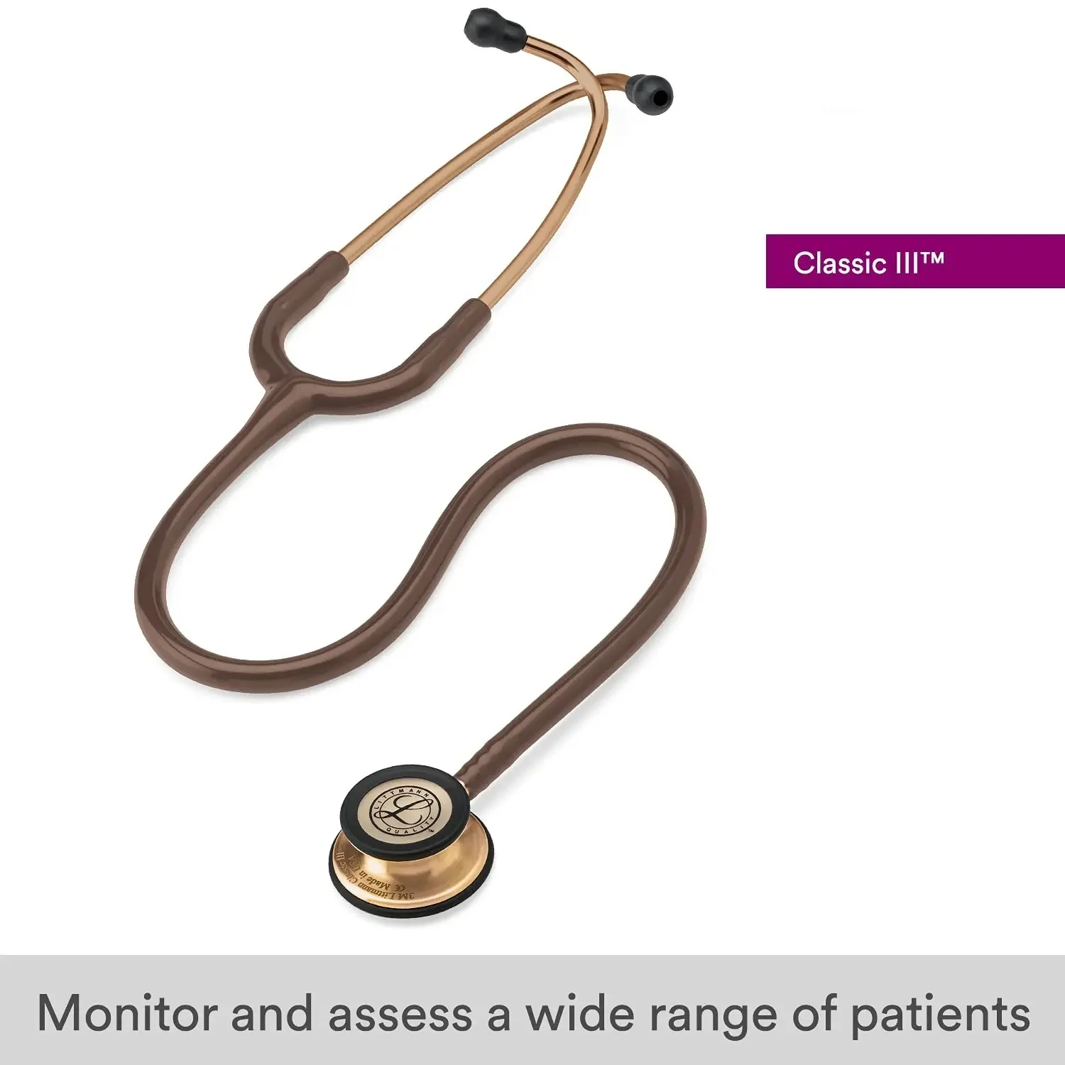 Classic III Monitoring For 3M Littmann Stethoscope, Copper-Finish Chestpiece, Chocolate Tube, 27 inch, 5809.Health Care