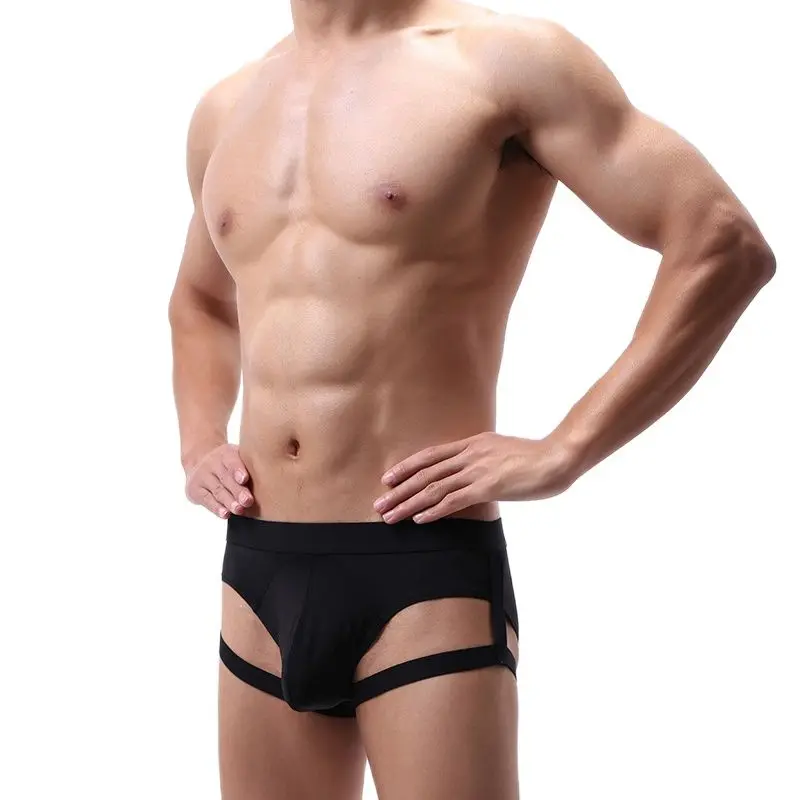 Bragas CLEVER-MENMODE para hombre, ropa interior Sexy de seda de hielo con arnés, bolsa para pene, bulto