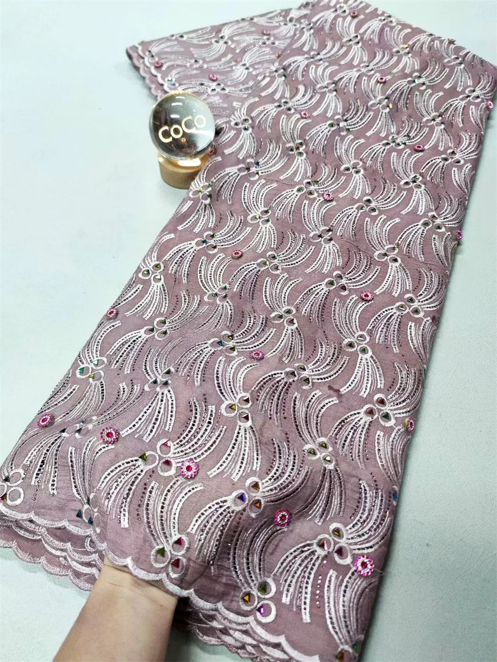 

Африканская нигерийская хлопковая вышивка из органзы, кружевная ткань, шифоновое кружево, свадебное платье, высокое качество, 5 ярдов, 2025 5Y Hm164-1