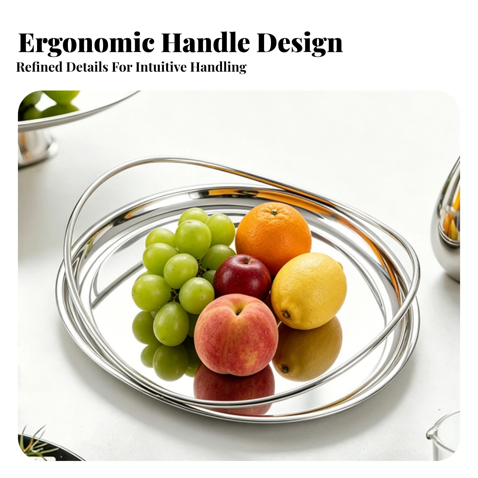 Shallow Polished Silver Fruit Display Tray Openwork Decorative Tray Snack Platter Serveware for Home