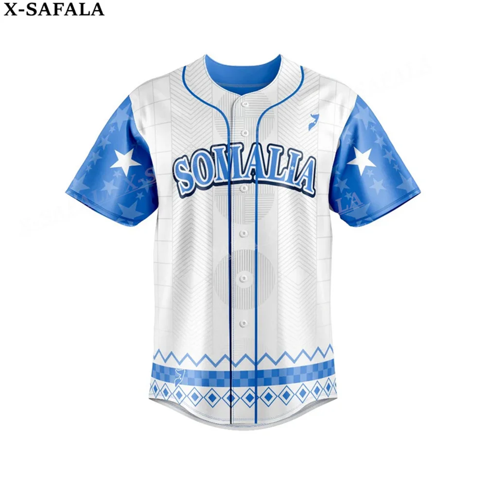 Somalia Love Country Flag Coat Of Arms Somalia 3D Printed Baseball Jersey Shirt Men's Tops Tee Oversized Streetwear Jersey-1