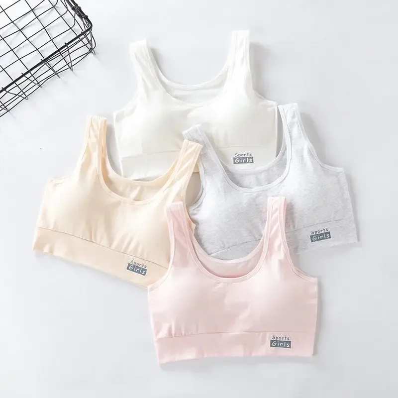 

4PC Girls Bra Children Crop Tops For Teen Clothing Puberty Girls Underwear Cotton Training Bra Teenager Clothes