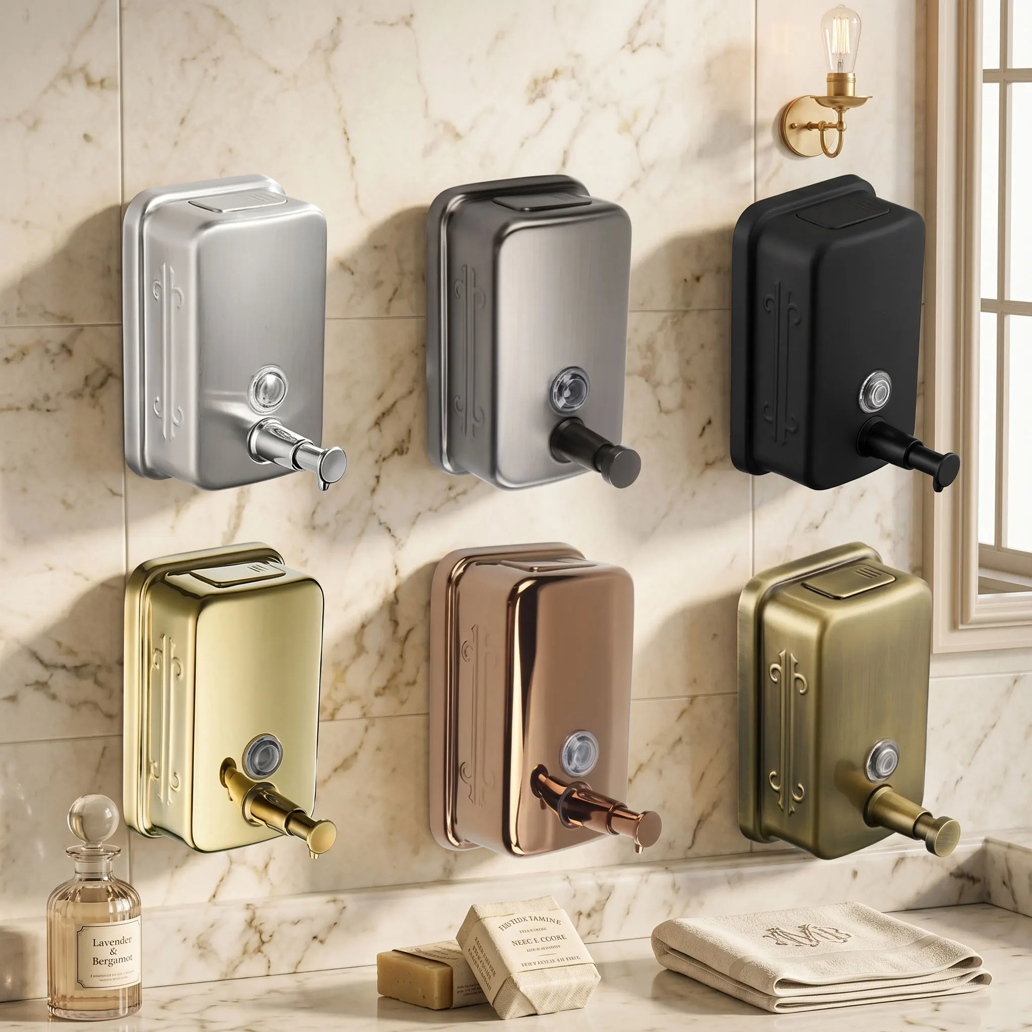 

Rose Gold Soap Dispenser Wall mounted Antique bathroom Hand Liquid Soap Dispenser/kitchen soap dispenser SUS 304 Shampoo bottles
