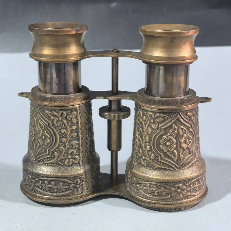 Brass telescope, vintage retro brass telescopic monocular, old collection returned craft ornament