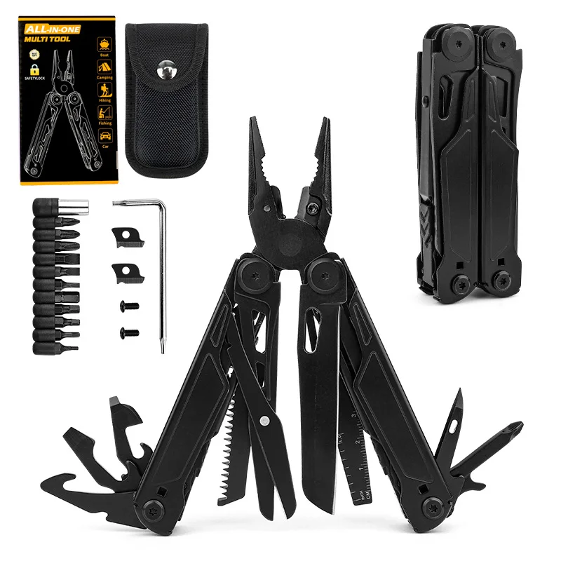 

17-in-1 Combination Outdoor Camping Survival Pocket Knife Black Coated Multitool Pliers DIY Grade OEM Customizable