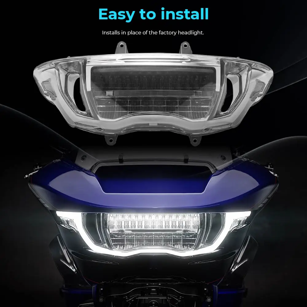 LED Front Headlight Assembly High Beam/Low Beam ABS PC Motorcycle For Harley Touring Road Glide CVO ST FLTRXSTSE 2024 2025 2026