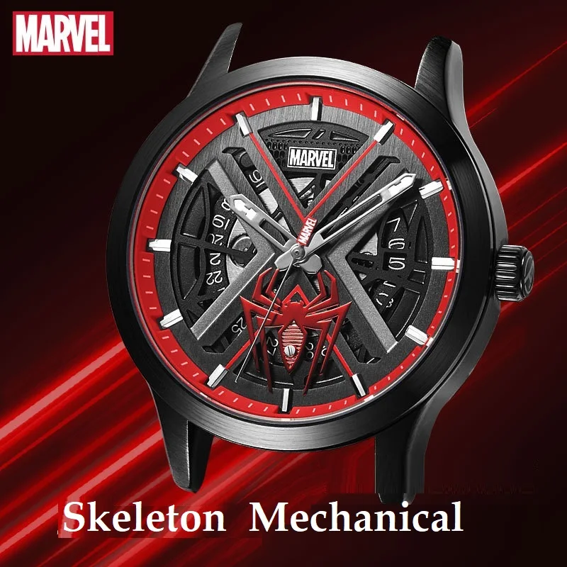 Marvel For Mens Watch Spiderman Skeleton Automatic Wristwatch Miyota Mechanical New Relogios Masculino часы механические мужские