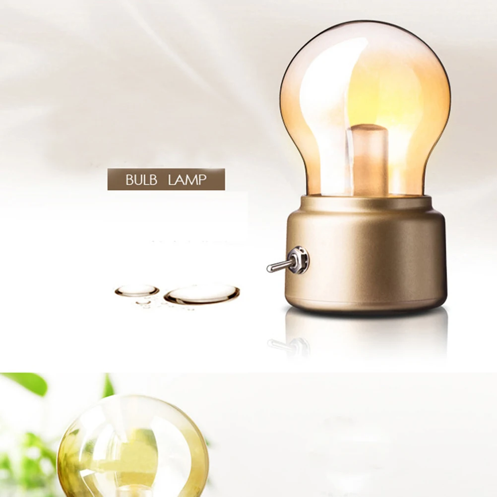 

LED Night Light Portable USB Rechargeable Dimmable Energy-saving Light Table Lamp Bedside Light Warm Light (Golden)