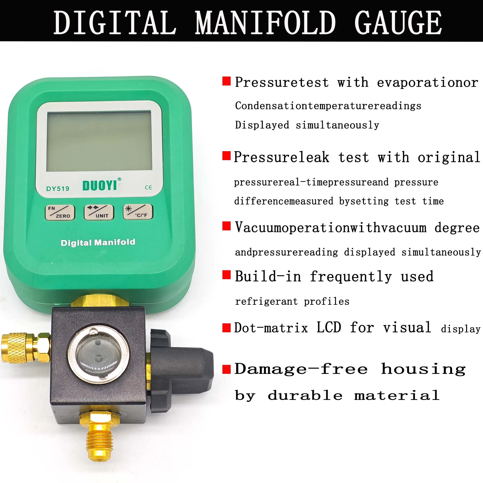 Coletor digital medidor de ac ar condicionado medidor de carregamento conjunto de ferramentas para manutenção e pressão de refrigeração precisa