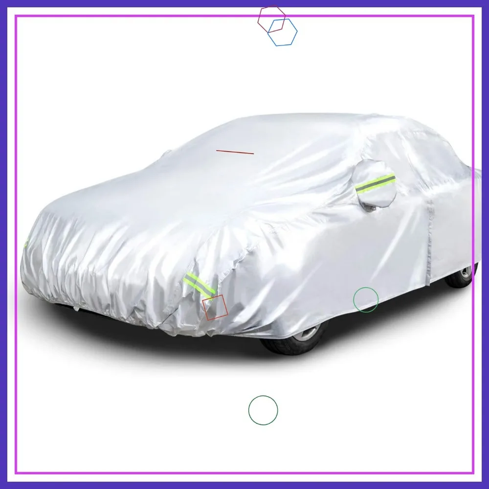 غطاء سيارة فضي مقاوم للعوامل الجوية 150D أكسفورد لسيارات السيدان حتى 180 بوصة - حماية من الأشعة فوق البنفسجية وملاءمة آمنة
