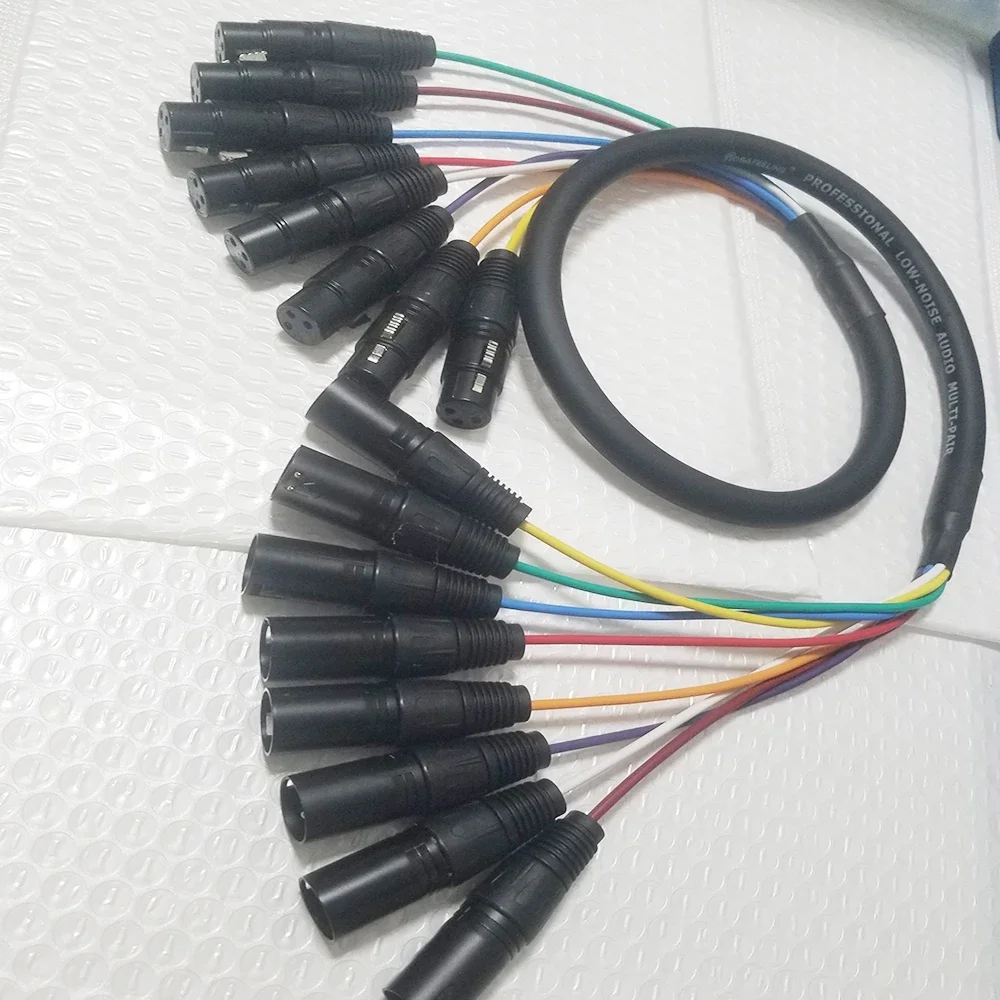M/F 8チャンネル スネークケーブル 8ペア オス-メス 3ピンXLRバランスケーブル