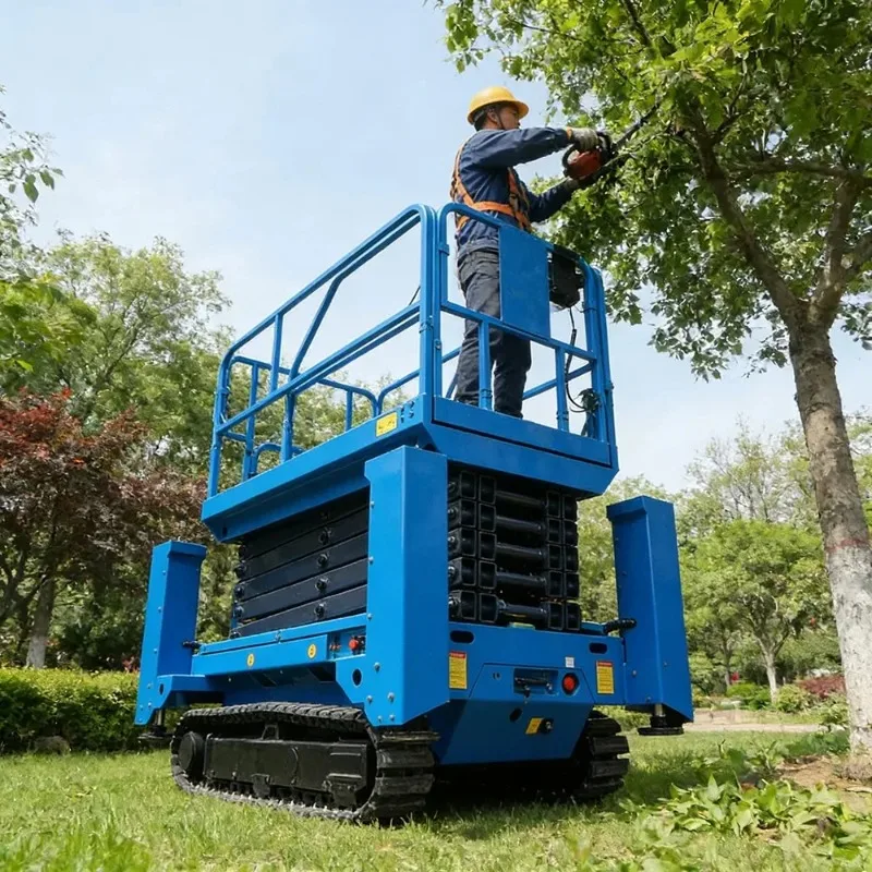 FOB Automatic Tracked Scissor Lift Crawler Aerial Platform Self Propelled Rough Terrain Heavy Duty Stable Lifting Machine