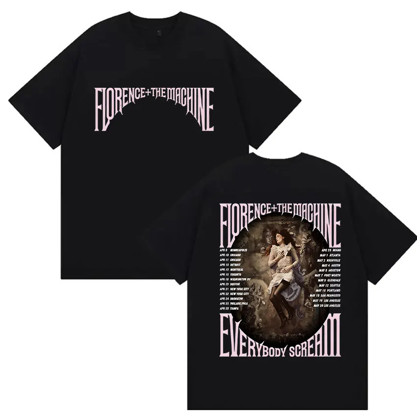 Florence + The Machine Everybody Scream Tour 2026 Graphic T Shirt Men Women Vintage Harajuku Oversized Cotton T-Shirt Streetwear