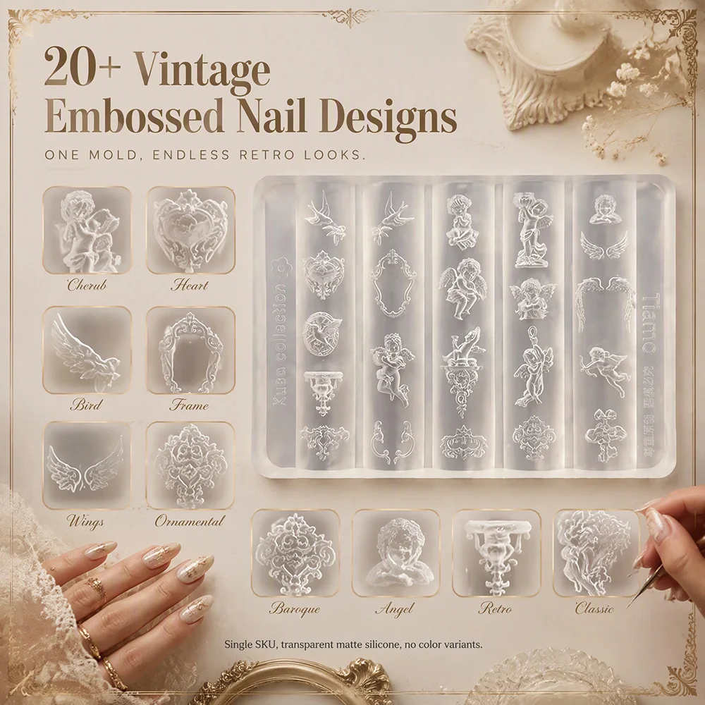 3D Barock-Engel Nagelform Silikon Nagelkunst-Charms DIY-Werkzeug Vorlagen Stempelplatten Maniküre Einfache DIY-Form für Heimwerker – Detail 2