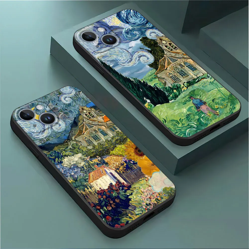 Osłona pancerza na telefon dla Huawei P20 Lite P30 Lite P30 Pro P40 Lite P Smart Z P20 Pro P silikonowe Van Gogh Art Splicing