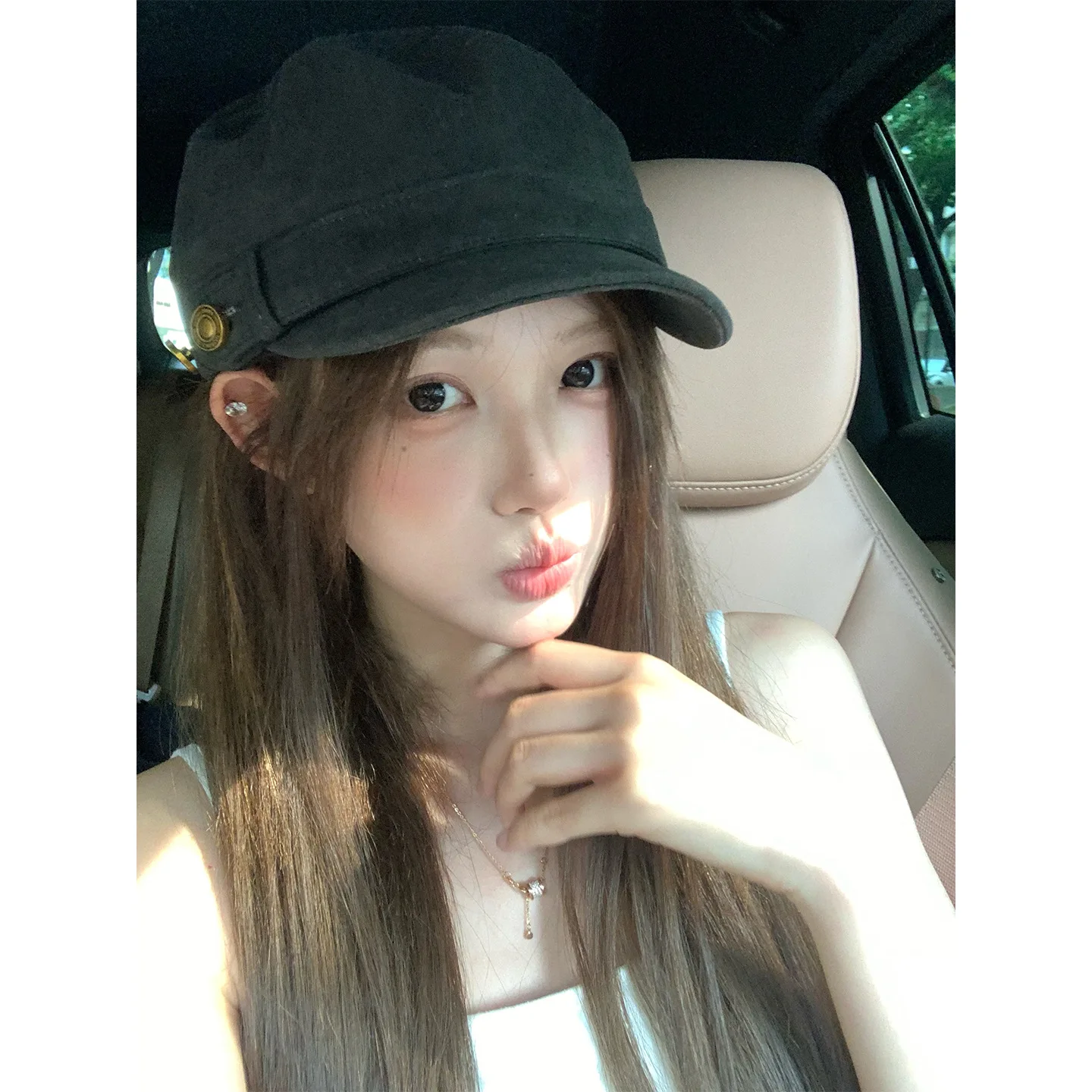 

Retro Button Flat Top Duckbill Cap Women New Style Newsboy Hat Big Head Beret Gorra Beret Hat Chapeaux 4m726